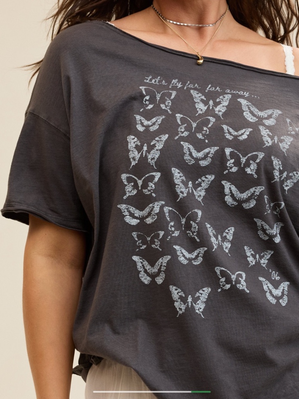 Aerie oversized off the shoulder butterfly tee